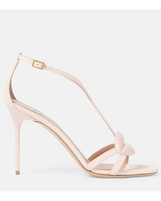 Balmain Pink Sandalen Lips 95 Aus Veloursleder