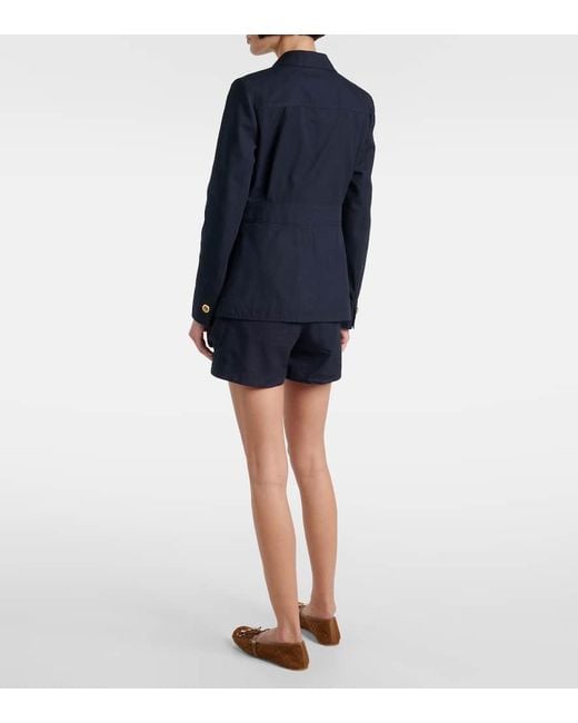 Gucci Blue Cotton Canvas Jacket With Embroidery