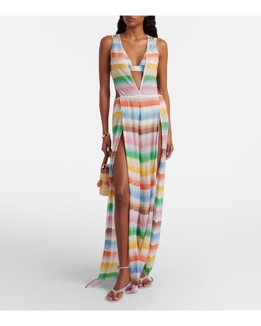 Missoni White Zigzag Open-Back Lame Jumpsuit
