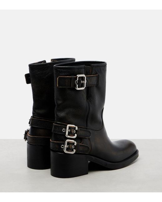 Chloé Black Dakota 60 Leather Biker Boots