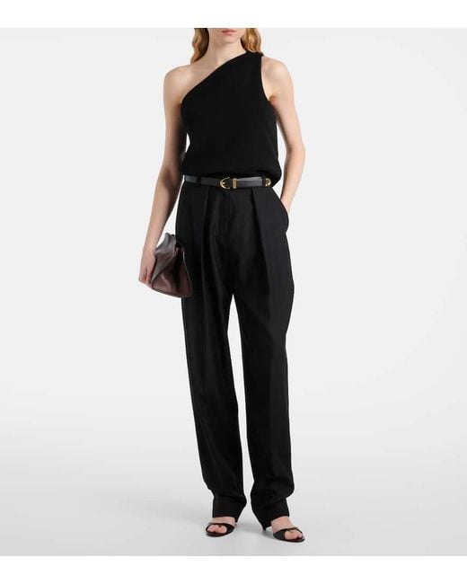 Rohe Black One-Shoulder-Top Aus Einem Wollgemisch