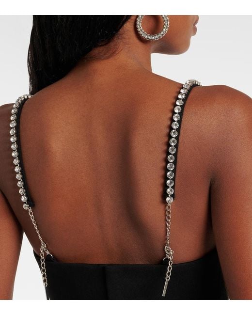 Top Raccourci Heart A Cristaux Area en coloris Black