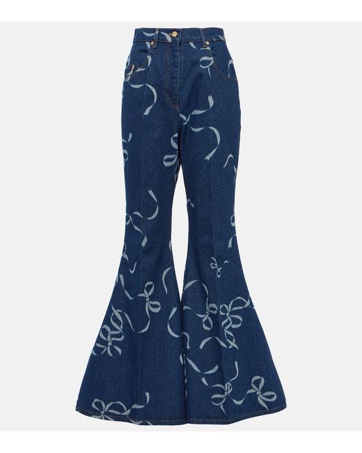 Nina Ricci Blue Bedruckte Flared Jeans