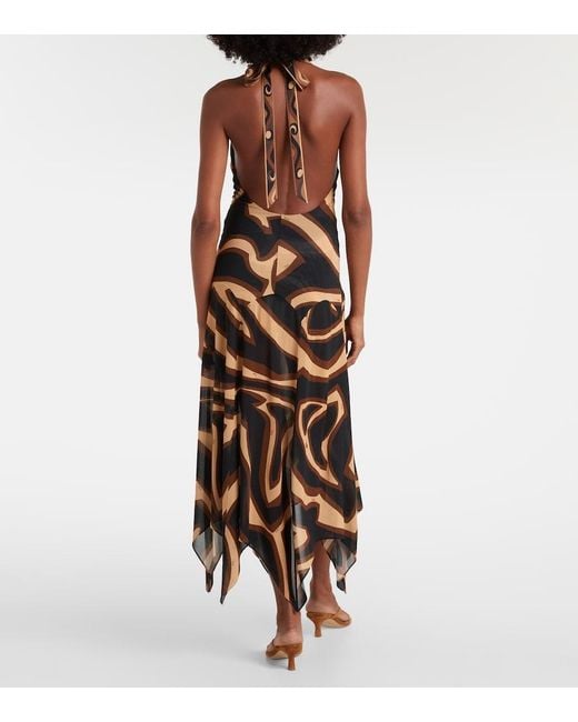 Emilio Pucci Metallic Labirinto Muslin Jersey Midi Dress