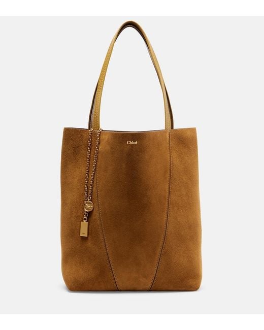 Chloé Brown Spin Medium Suede Tote Bag