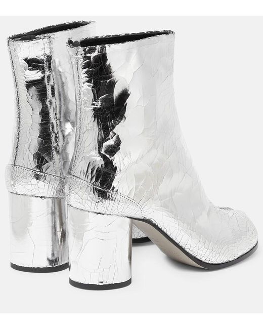 Maison Margiela White Tabi Metallic Leather Ankle Boot