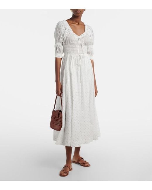 Doen White Midikleid Ischia Aus Baumwolle
