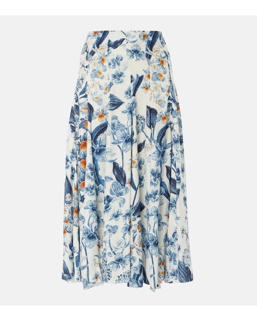 Agua Bendita Blue Mimosa Midi Skirt
