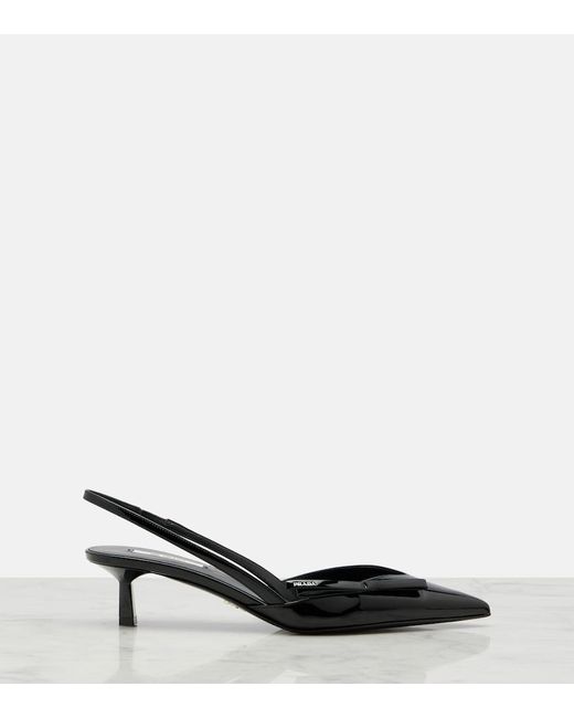 Prada Black Slingback-Pumps Aus Lackleder