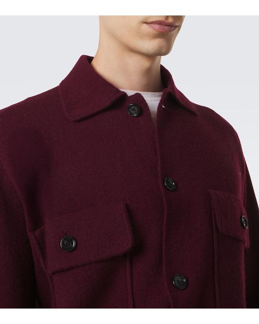 Allude Red Wool And Cashmere Overshirt for men