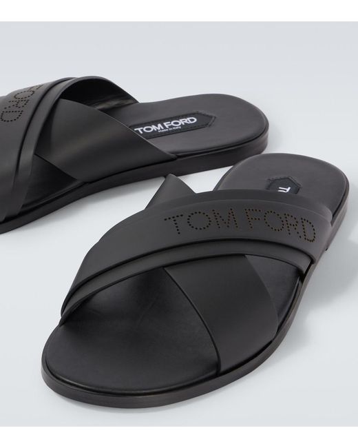 Tom Ford Brown Preston T Leather Sandals for men
