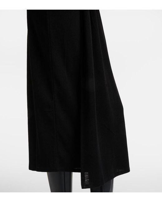Vince Black Draped Wool-Blend Midi Dress