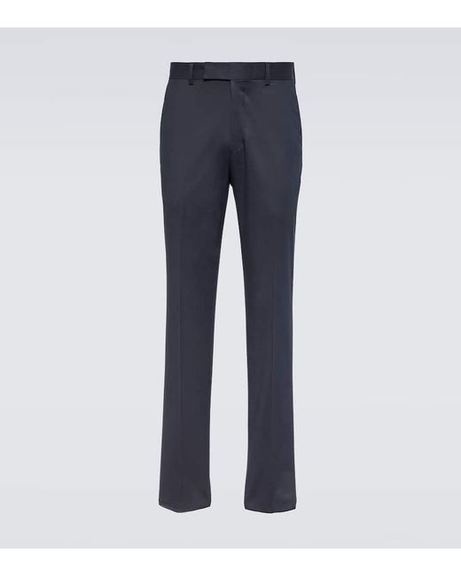 Zegna Blue Cotton-blend Straight Pants for men