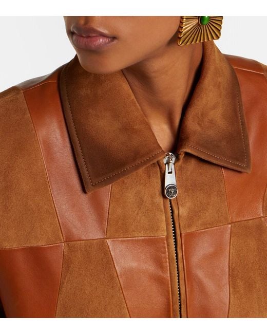 Versace Brown Leather And Suede Blouson Jacket