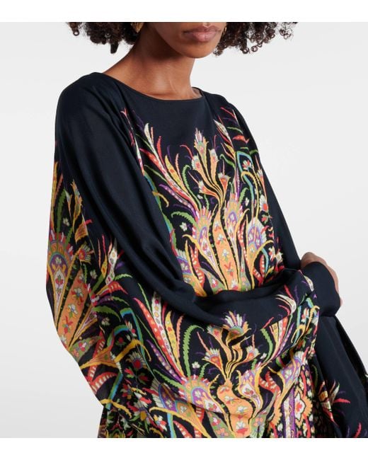 Etro Black Printed Tiered Gown