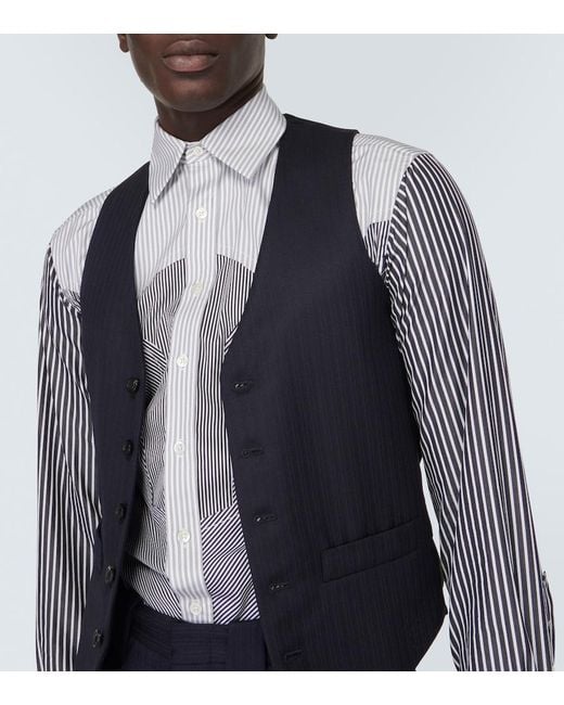Maison Margiela Gray Striped Cotton-Blend Shirt for men