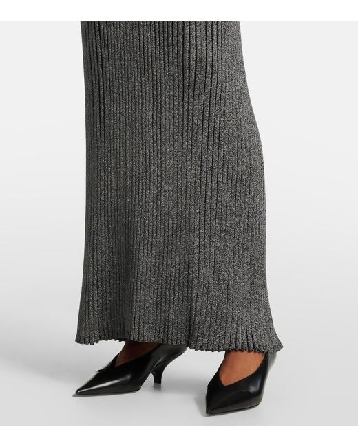 Proenza Schouler Gray Joni Ribbed-Knit Lame Maxi Dress