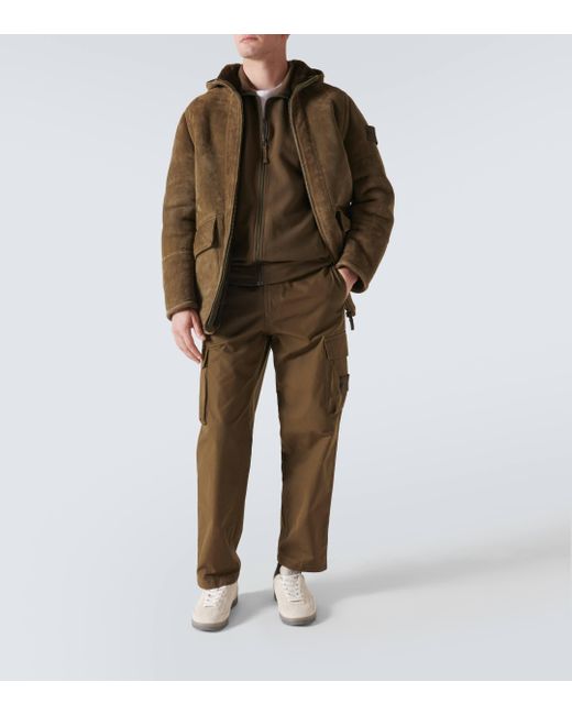 Stone Island Shearling lined Suede Casual Jacket in Green for Men Lyst UK