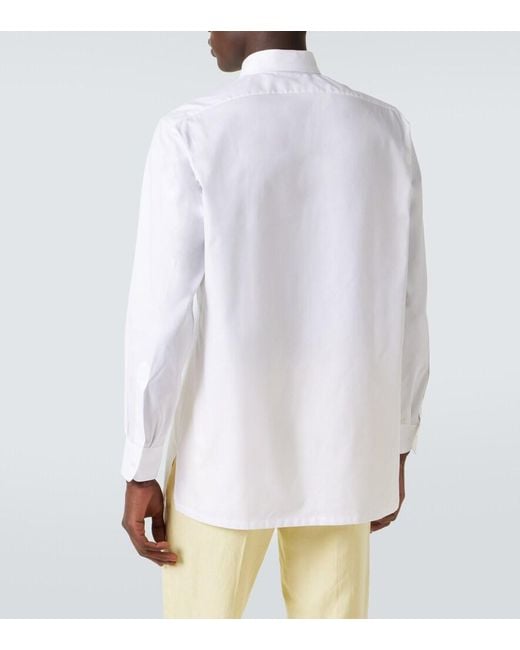Charvet White Cotton Poplin Shirt for men