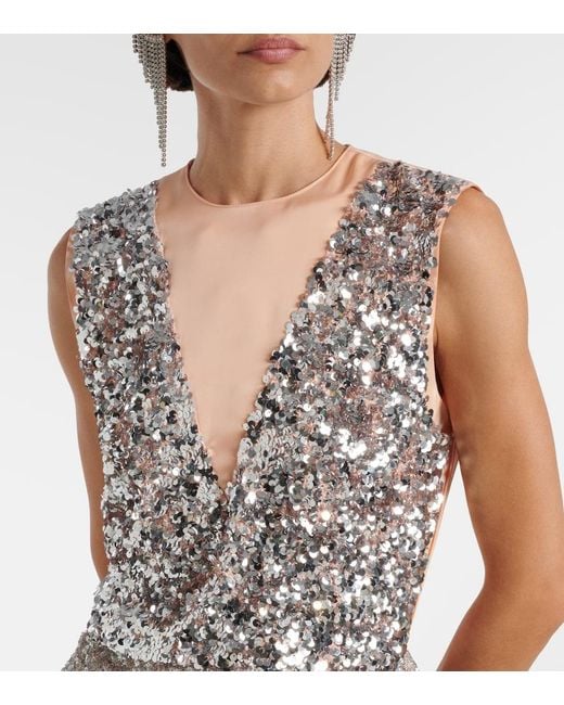 Top A Sequins Rabanne en coloris Gray