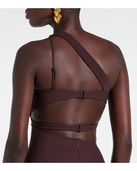Nensi Dojaka Purple Asymmetric Silk Midi Dress