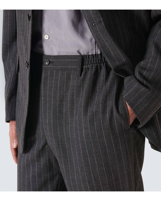 Comme des Garçons Black Pinstripe Tailored Wool Pants for men