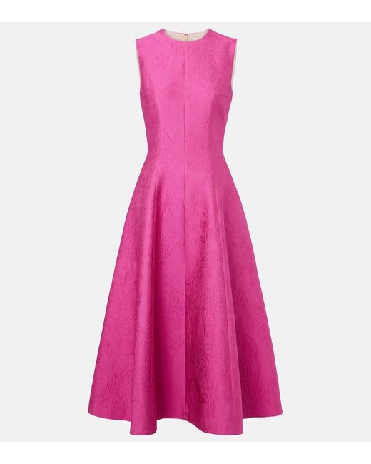 Emilia Wickstead Pink Midikleid Mara Aus Jacquard