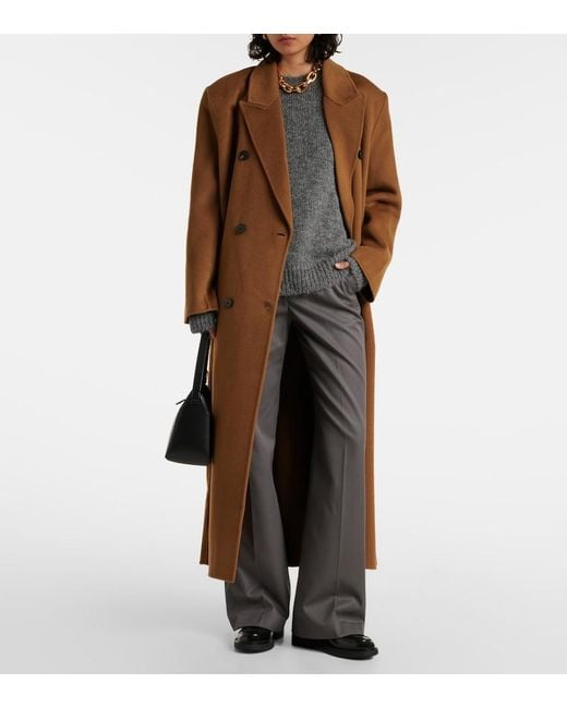 Frankie Shop Brown Gaia Double-Breasted Wool-Blend Coat