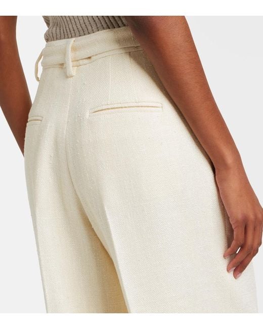 Gabriela Hearst White Norman Belted Silk And Wool Wide-Leg Pants