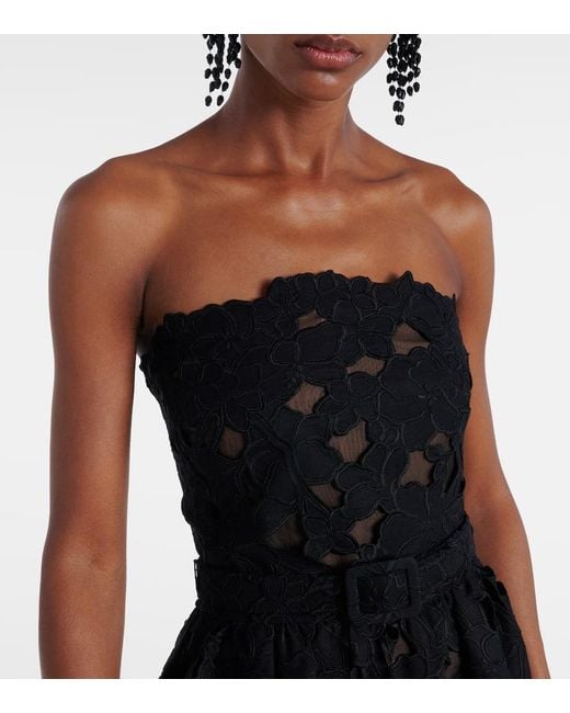 Oscar de la Renta Black Lace Bustier Dress