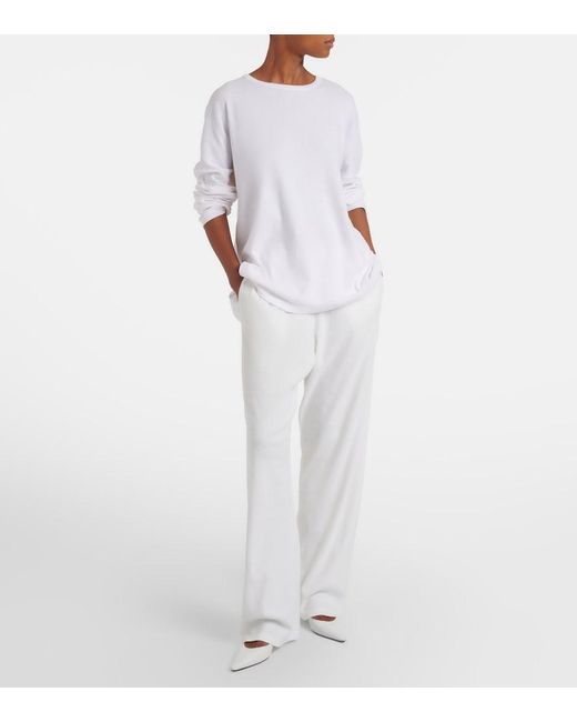 The Row White Kohana Cotton Sweatpants