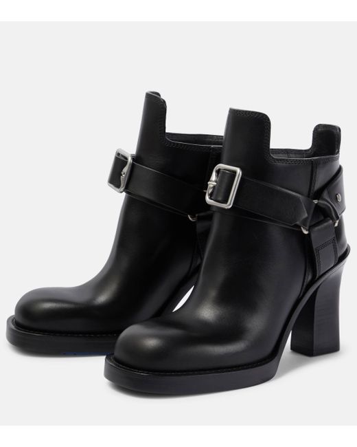 Burberry Black Stirrup Leather Ankle Boots