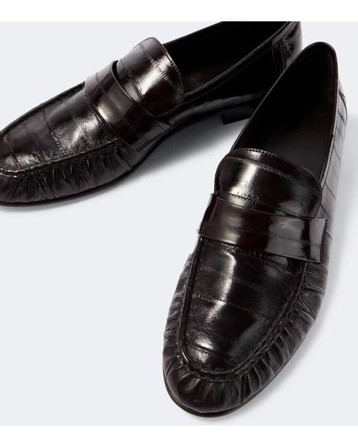 The Row Black Soft Eel Leather Loafers for men