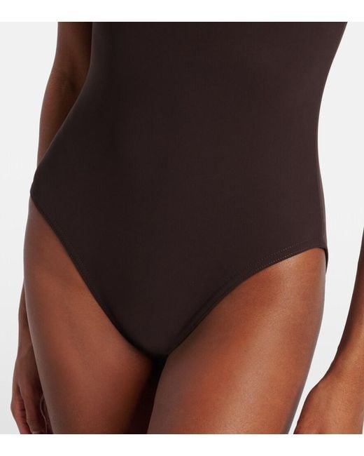 Karla Colletto Brown Luca Ring-Detail Swimsuit