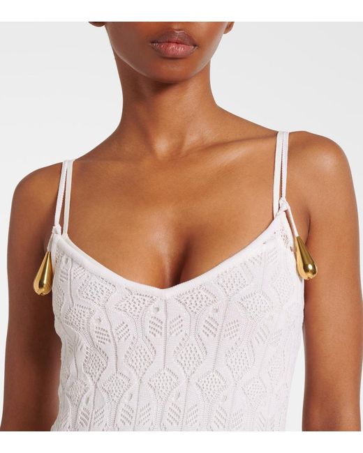 Bottega Veneta White Fish Lace Cotton And Silk Maxi Dress
