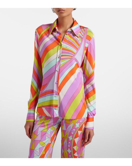 Emilio Pucci Pink Iride Satin Jersey Shirt