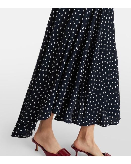 Rixo Black Amina Polka-Dot Crepe Midi Dress