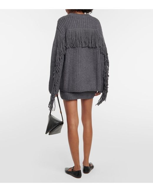Lisa Yang Gray Hilma Fringed Cashmere Sweater