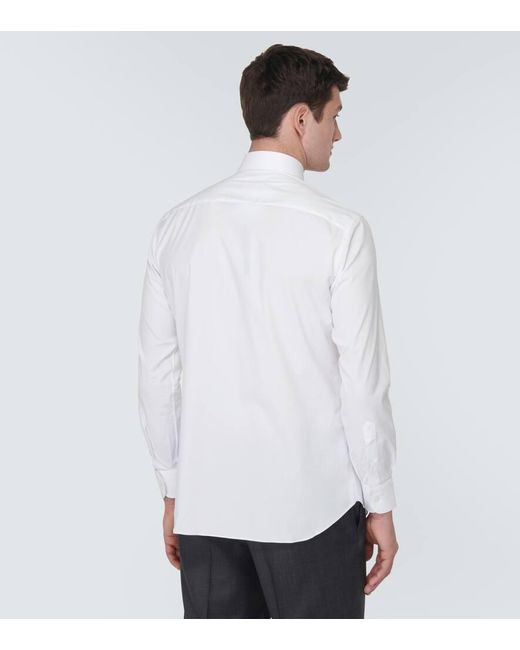 Camicia in popeline di misto cotone di Brioni in White da Uomo