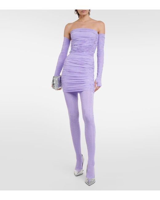 Alex Perry Purple Crystal-Embellished Jersey Minidress