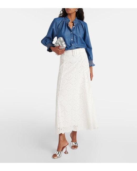 Veronica Beard White Vintry Broderie Anglaise Maxi Skirt