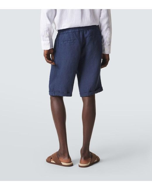 Brunello Cucinelli Blue Linen Shorts for men