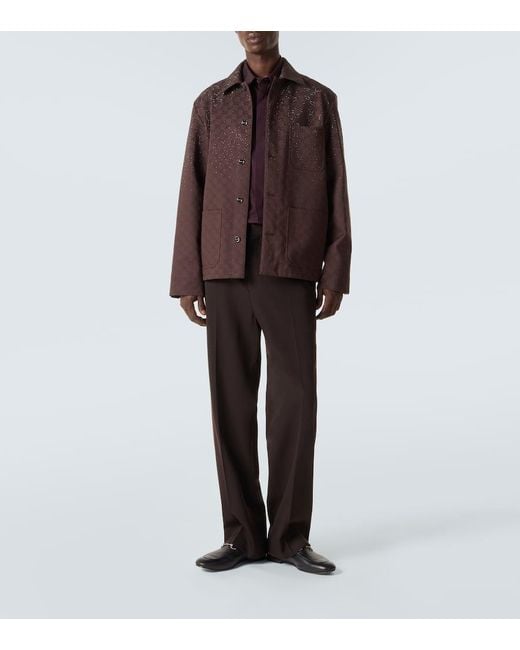 Veste Gg En Coton Melange A Ornements Gucci pour homme en coloris Brown