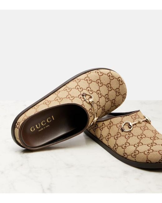 Gucci Brown Canvas Gg Mules