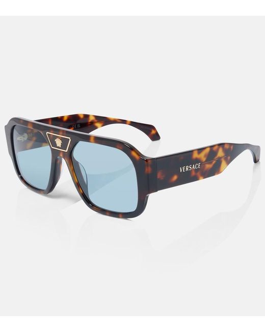 Versace Blue Rectangular Sunglasses