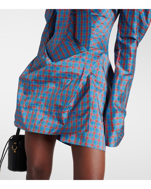 Vivienne Westwood Blue Iwona Checked Taffeta Mini Dress