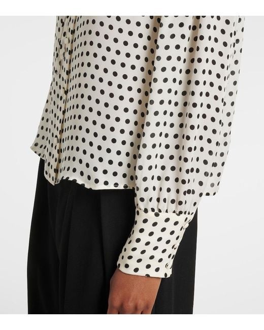 FRAME Black Fleet Polka-Dot Silk Blouse