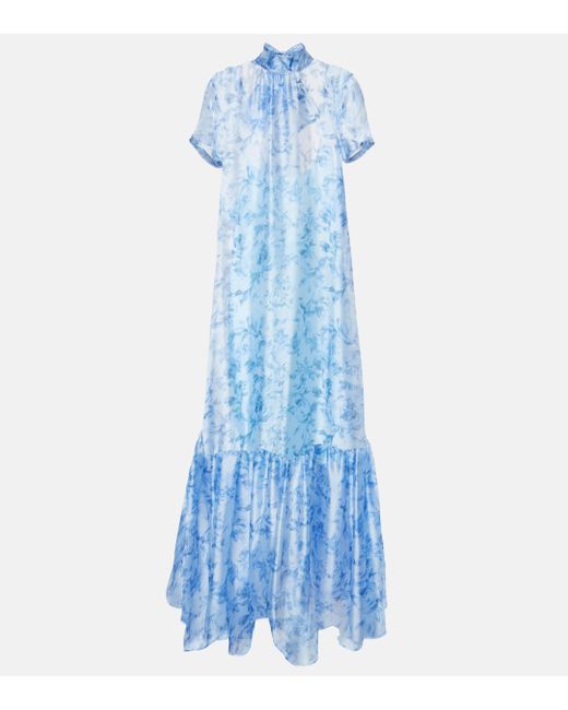 Staud Blue Calluna Floral Layered Dress