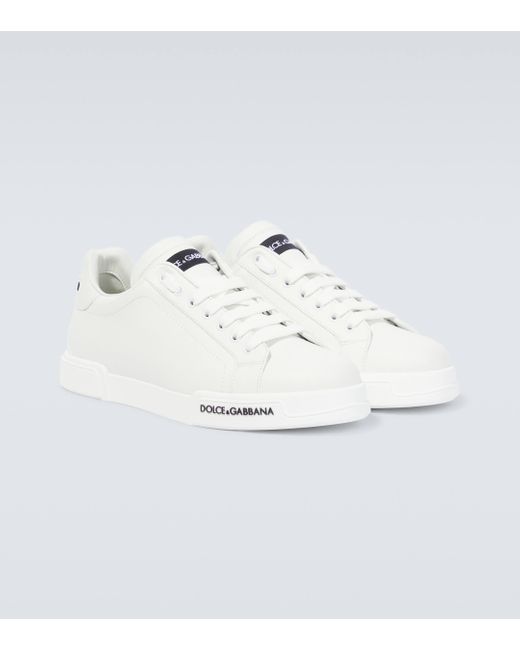 Dolce & Gabbana White Logo Leather Sneakers for men