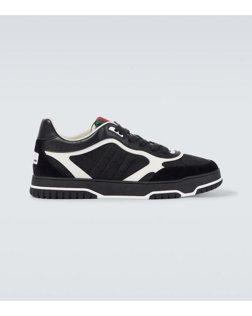 Gucci Black Apos;S Re-Web Gg Supreme Canvas And Leather Sneakers for men